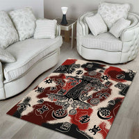 Sacred Heritage Area Rug African Abstract Baobab Tree, Ethnic Symbols, and Red-Black Pattern - Wonder Print Shop