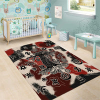 Sacred Heritage Area Rug African Abstract Baobab Tree, Ethnic Symbols, and Red-Black Pattern - Wonder Print Shop