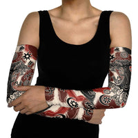 Sacred Heritage Arm Sleeves African Abstract Baobab Tree, Ethnic Symbols, and Red-Black Pattern - Wonder Print Shop