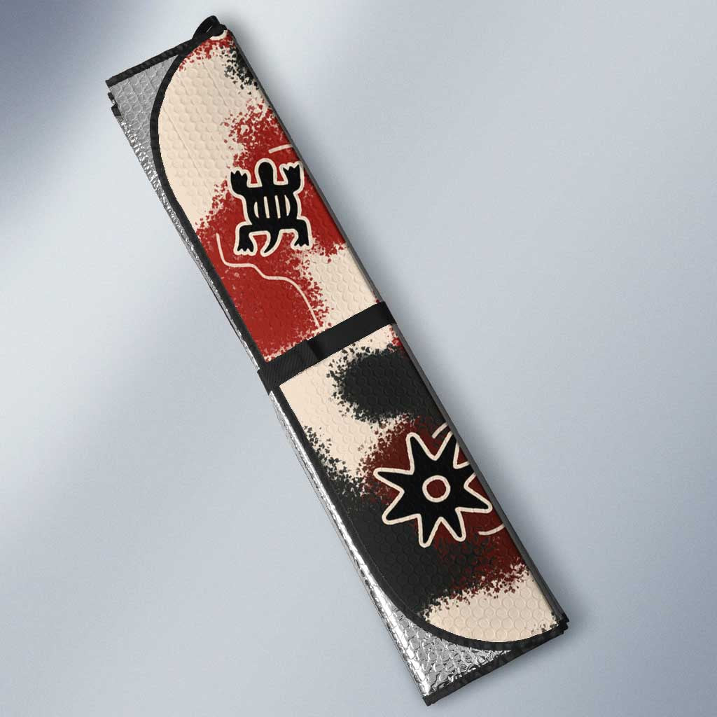 Sacred Heritage Auto Sun Shade African Abstract Baobab Tree, Ethnic Symbols, and Red-Black Pattern - Wonder Print Shop