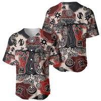 Sacred Heritage Baseball Jersey African Abstract Baobab Tree, Ethnic Symbols, and Red-Black Pattern - Wonder Print Shop