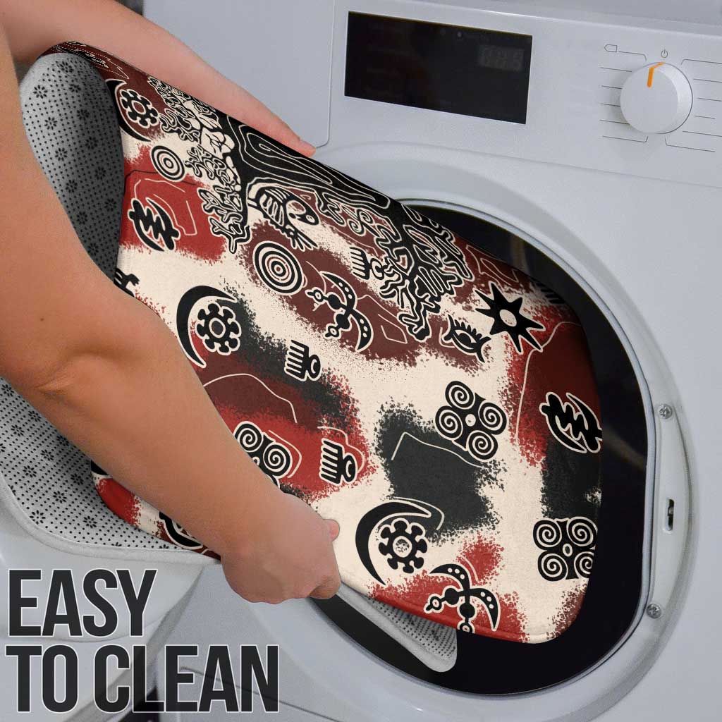 Sacred Heritage Bathroom Set African Abstract Baobab Tree, Ethnic Symbols, and Red-Black Pattern - Wonder Print Shop