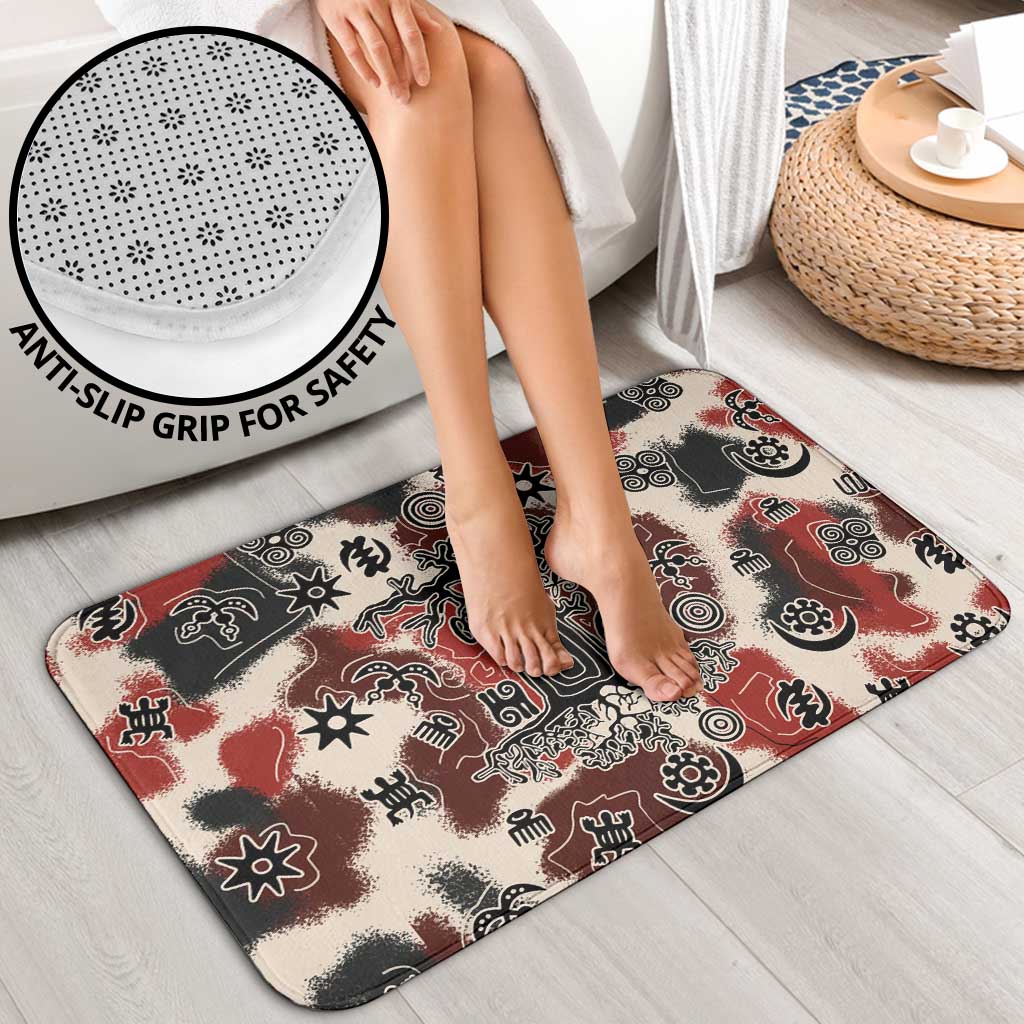 Sacred Heritage Bathroom Set African Abstract Baobab Tree, Ethnic Symbols, and Red-Black Pattern - Wonder Print Shop
