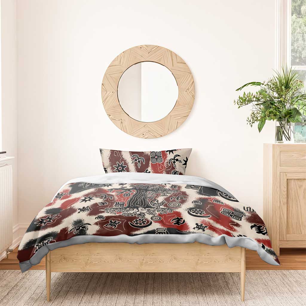 Sacred Heritage Bedding Set African Abstract Baobab Tree, Ethnic Symbols, and Red-Black Pattern - Wonder Print Shop