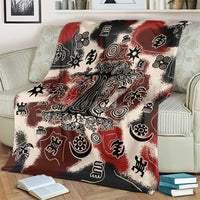 Sacred Heritage Blanket African Abstract Baobab Tree, Ethnic Symbols, and Red-Black Pattern - Wonder Print Shop