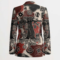 Sacred Heritage Blazer African Abstract Baobab Tree, Ethnic Symbols, and Red-Black Pattern - Wonder Print Shop