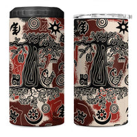 Sacred Heritage 4 in 1 Can Cooler Tumbler African Abstract Baobab Tree, Ethnic Symbols, and Red-Black Pattern - Wonder Print Shop