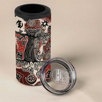 Sacred Heritage 4 in 1 Can Cooler Tumbler African Abstract Baobab Tree, Ethnic Symbols, and Red-Black Pattern - Wonder Print Shop