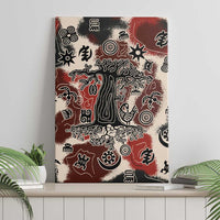 Sacred Heritage Canvas Wall Art African Abstract Baobab Tree, Ethnic Symbols, and Red-Black Pattern - Wonder Print Shop