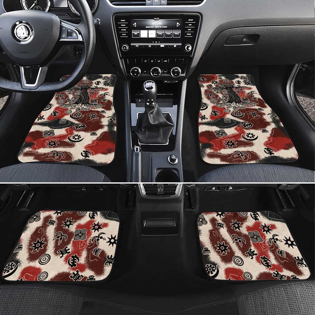 Sacred Heritage Car Mats African Abstract Baobab Tree, Ethnic Symbols, and Red-Black Pattern - Wonder Print Shop