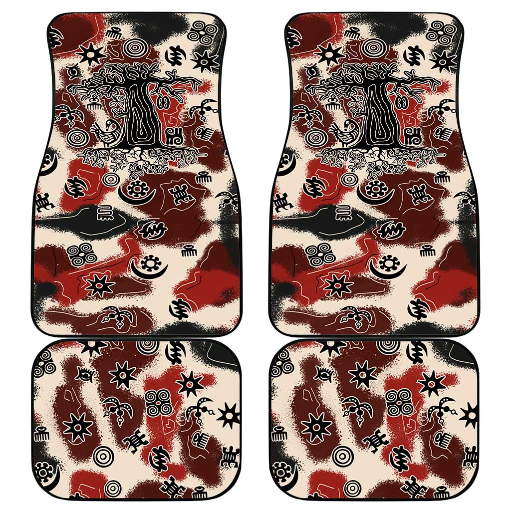 Sacred Heritage Car Mats African Abstract Baobab Tree, Ethnic Symbols, and Red-Black Pattern - Wonder Print Shop