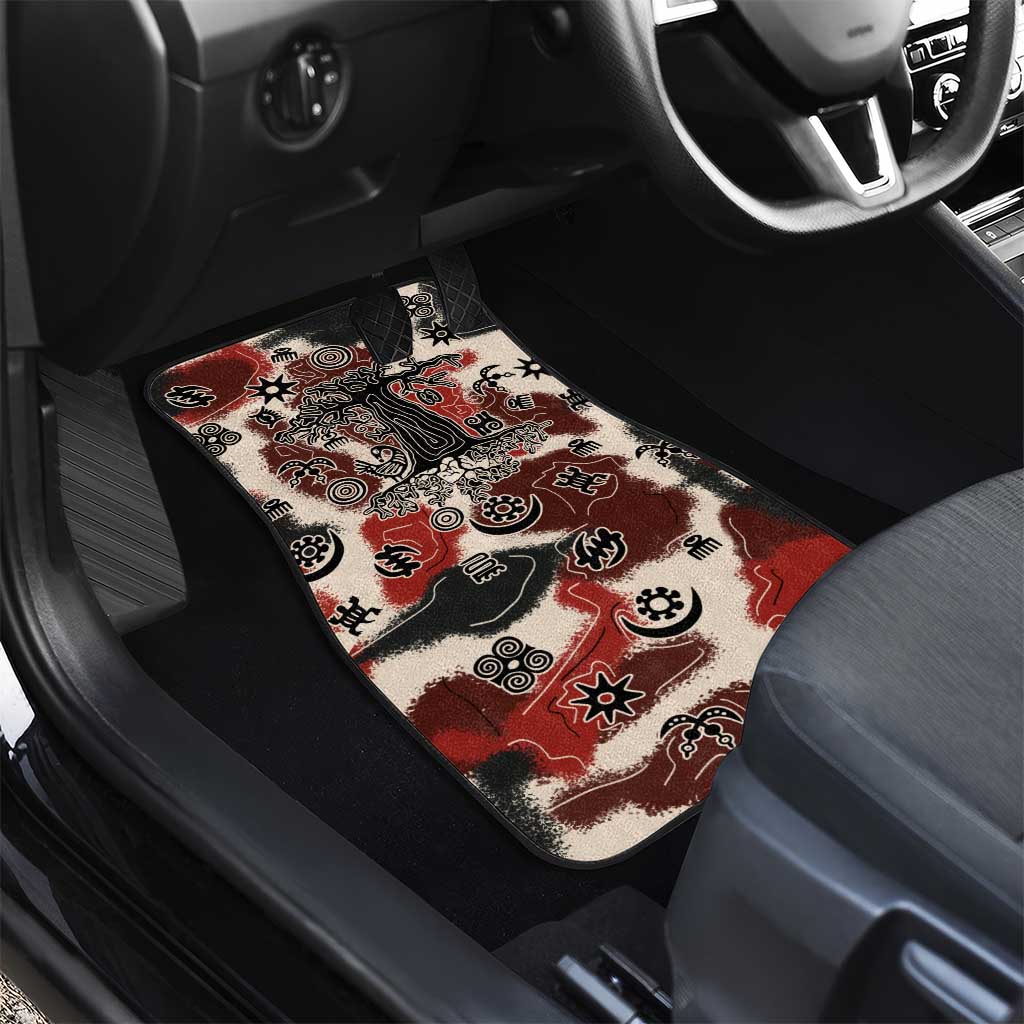 Sacred Heritage Car Mats African Abstract Baobab Tree, Ethnic Symbols, and Red-Black Pattern - Wonder Print Shop