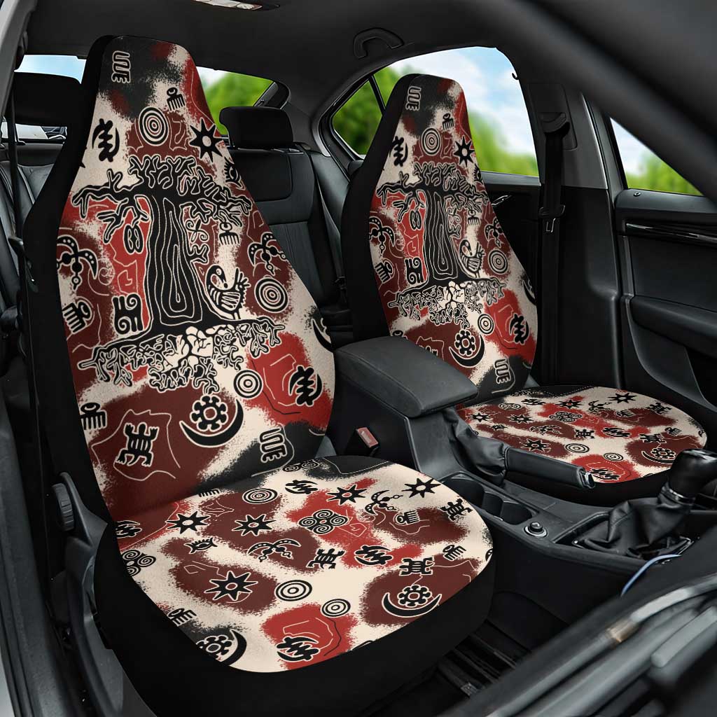 Sacred Heritage Car Seat Cover African Abstract Baobab Tree, Ethnic Symbols, and Red-Black Pattern - Wonder Print Shop