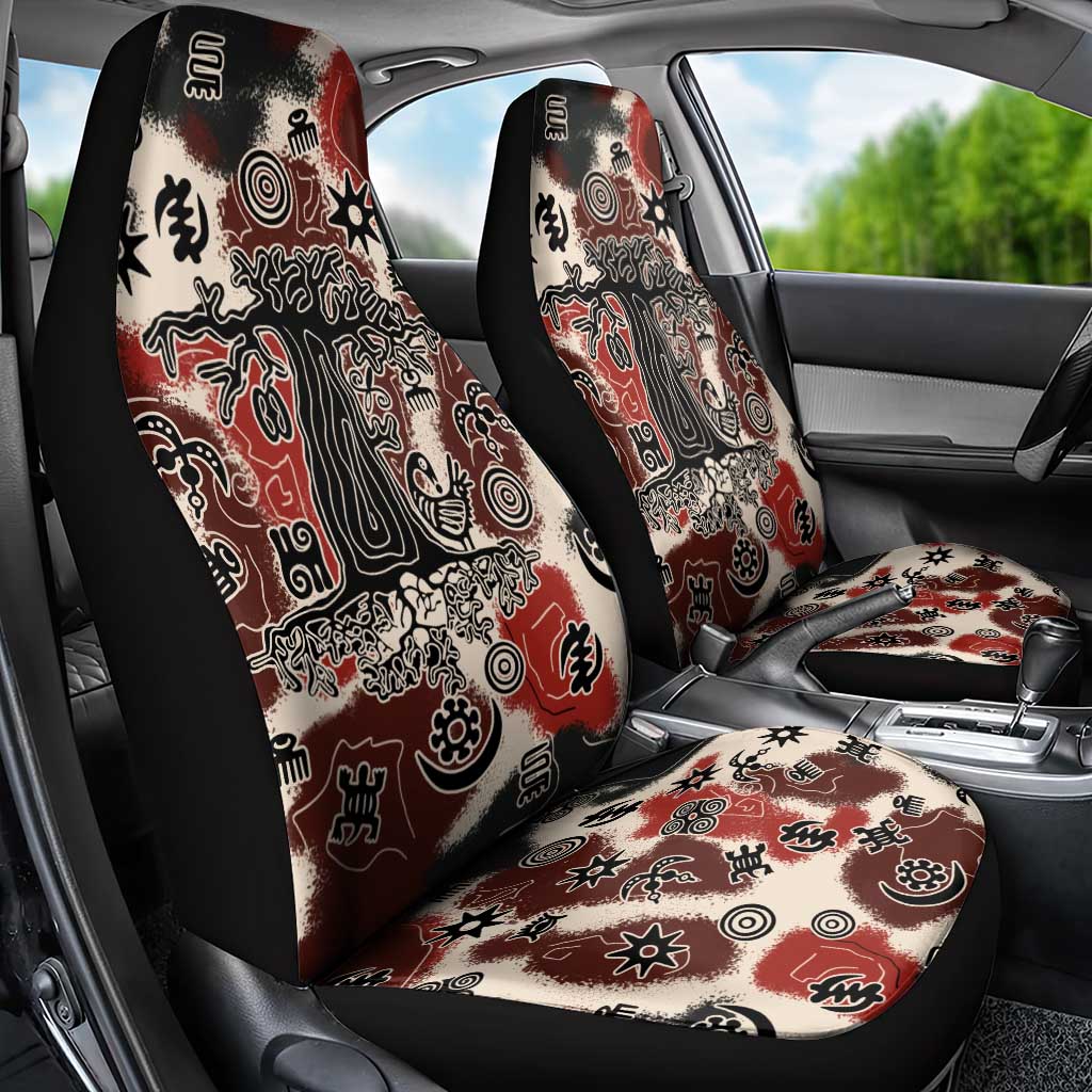 Sacred Heritage Car Seat Cover African Abstract Baobab Tree, Ethnic Symbols, and Red-Black Pattern - Wonder Print Shop
