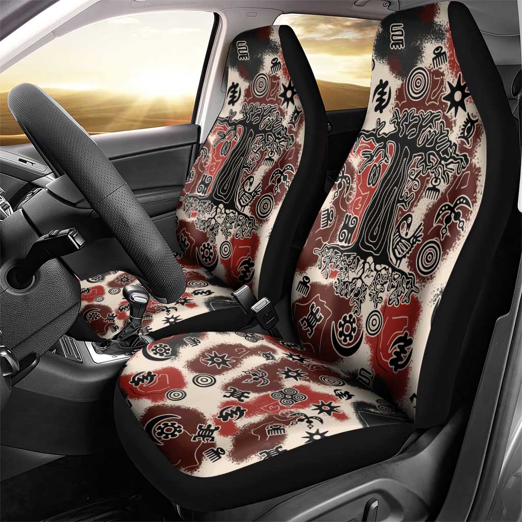 Sacred Heritage Car Seat Cover African Abstract Baobab Tree, Ethnic Symbols, and Red-Black Pattern - Wonder Print Shop