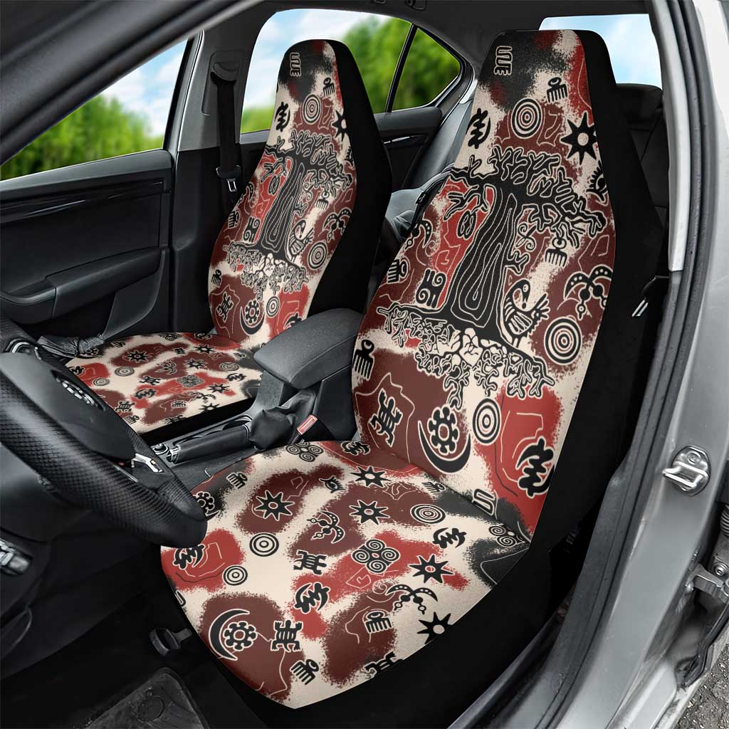Sacred Heritage Car Seat Cover African Abstract Baobab Tree, Ethnic Symbols, and Red-Black Pattern - Wonder Print Shop