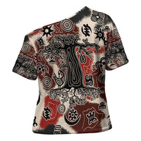 Sacred Heritage Cross Shoulder Shirt African Abstract Baobab Tree, Ethnic Symbols, and Red-Black Pattern - Wonder Print Shop