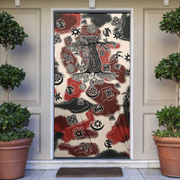Sacred Heritage Door Cover African Abstract Baobab Tree, Ethnic Symbols, and Red-Black Pattern - Wonder Print Shop