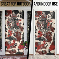 Sacred Heritage Door Cover African Abstract Baobab Tree, Ethnic Symbols, and Red-Black Pattern - Wonder Print Shop