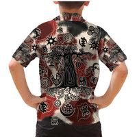 Sacred Heritage Family Matching Mermaid Dress and Hawaiian Shirt African Abstract Baobab Tree, Ethnic Symbols, and Red-Black Pattern - Wonder Print Shop