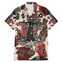 Sacred Heritage Family Matching Mermaid Dress and Hawaiian Shirt African Abstract Baobab Tree, Ethnic Symbols, and Red-Black Pattern - Wonder Print Shop
