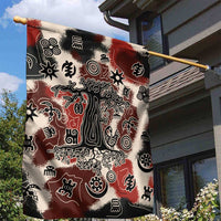 Sacred Heritage Garden Flag African Abstract Baobab Tree, Ethnic Symbols, and Red-Black Pattern - Wonder Print Shop
