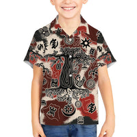 Sacred Heritage Hawaiian Shirt African Abstract Baobab Tree, Ethnic Symbols, and Red-Black Pattern - Wonder Print Shop
