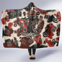 Sacred Heritage Hooded Blanket African Abstract Baobab Tree, Ethnic Symbols, and Red-Black Pattern - Wonder Print Shop