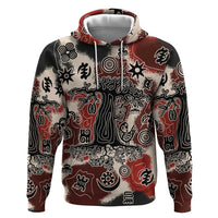 Sacred Heritage Hoodie African Abstract Baobab Tree, Ethnic Symbols, and Red-Black Pattern - Wonder Print Shop