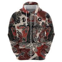 Sacred Heritage Hoodie African Abstract Baobab Tree, Ethnic Symbols, and Red-Black Pattern - Wonder Print Shop