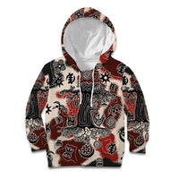 Sacred Heritage Kid Hoodie African Abstract Baobab Tree, Ethnic Symbols, and Red-Black Pattern - Wonder Print Shop