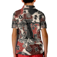 Sacred Heritage Kid Polo Shirt African Abstract Baobab Tree, Ethnic Symbols, and Red-Black Pattern - Wonder Print Shop