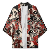 Sacred Heritage Kimono African Abstract Baobab Tree, Ethnic Symbols, and Red-Black Pattern - Wonder Print Shop