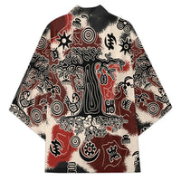 Sacred Heritage Kimono African Abstract Baobab Tree, Ethnic Symbols, and Red-Black Pattern - Wonder Print Shop