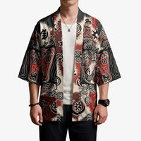 Sacred Heritage Kimono African Abstract Baobab Tree, Ethnic Symbols, and Red-Black Pattern - Wonder Print Shop