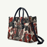 Sacred Heritage Leather Bag African Abstract Baobab Tree, Ethnic Symbols, and Red-Black Pattern - Wonder Print Shop