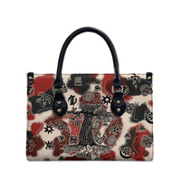 Sacred Heritage Leather Bag African Abstract Baobab Tree, Ethnic Symbols, and Red-Black Pattern - Wonder Print Shop