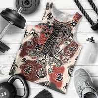 Sacred Heritage Men Tank Top African Abstract Baobab Tree, Ethnic Symbols, and Red-Black Pattern - Wonder Print Shop