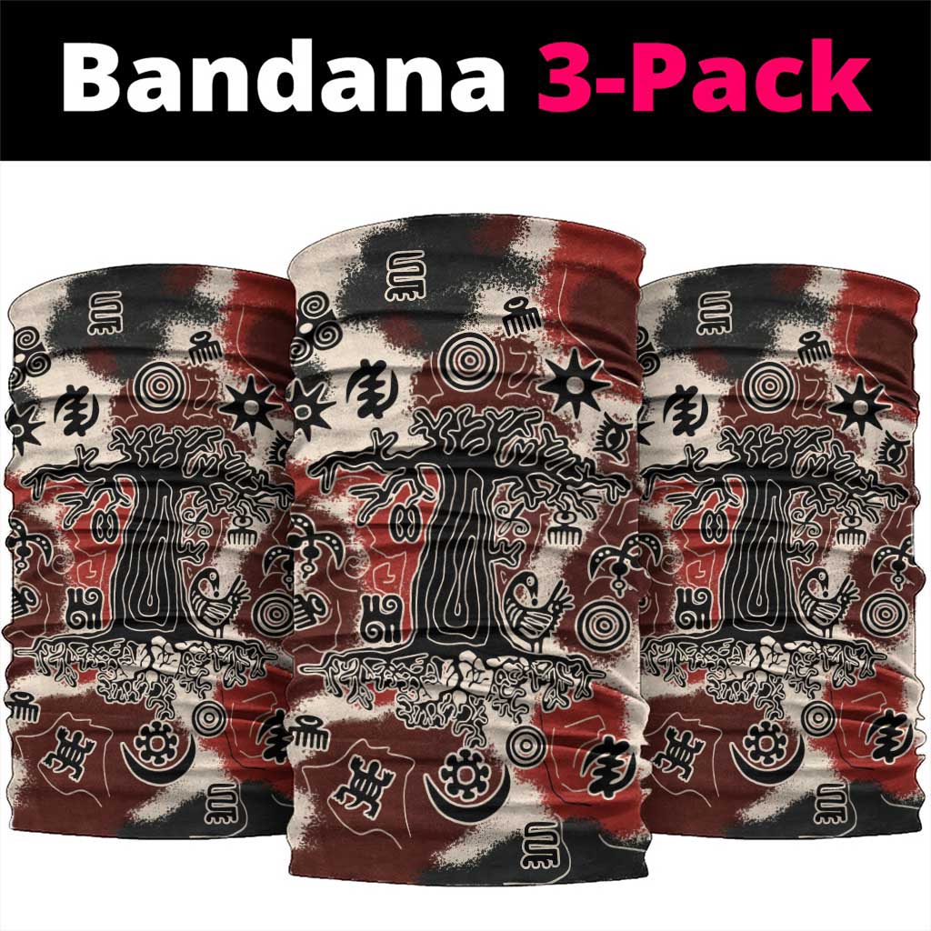 Sacred Heritage Neck Gaiter African Abstract Baobab Tree, Ethnic Symbols, and Red-Black Pattern - Wonder Print Shop