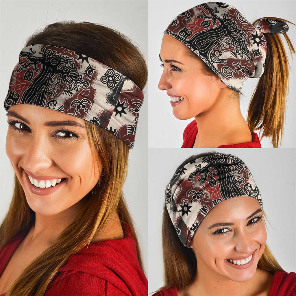 Sacred Heritage Neck Gaiter African Abstract Baobab Tree, Ethnic Symbols, and Red-Black Pattern - Wonder Print Shop