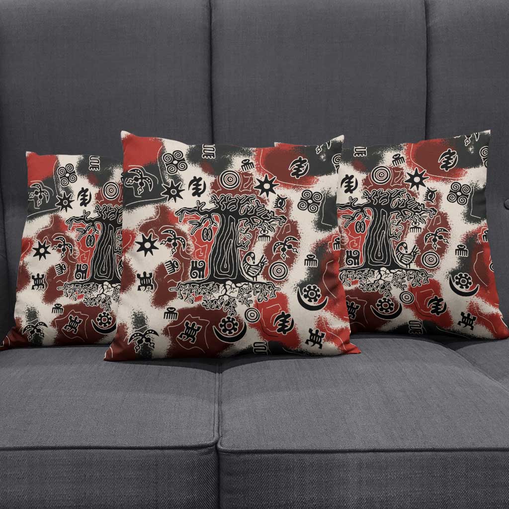 Sacred Heritage Pillow Cover African Abstract Baobab Tree, Ethnic Symbols, and Red-Black Pattern - Wonder Print Shop