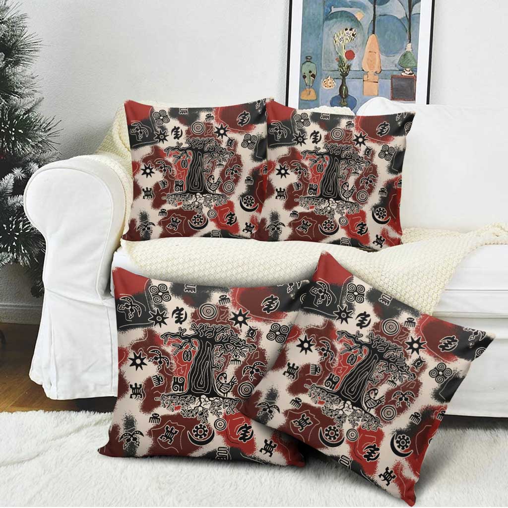 Sacred Heritage Pillow Cover African Abstract Baobab Tree, Ethnic Symbols, and Red-Black Pattern - Wonder Print Shop