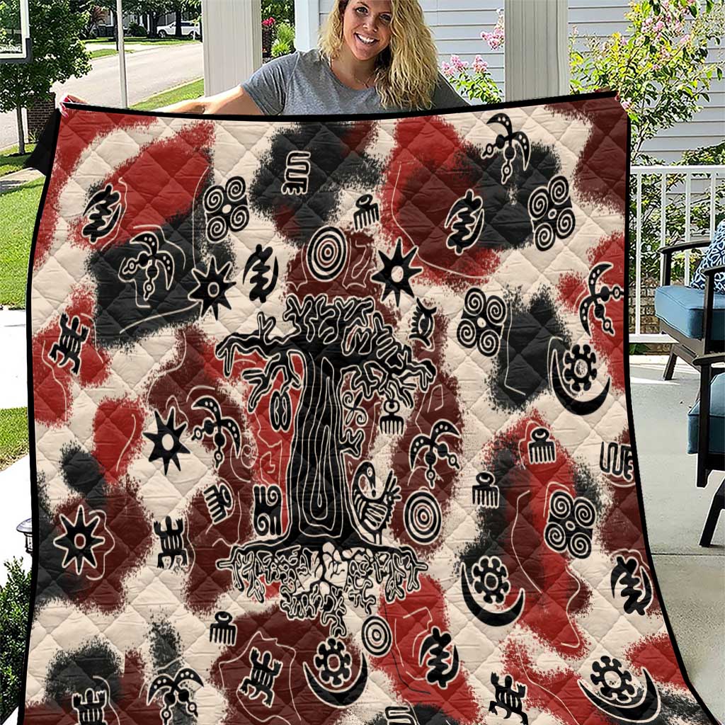 Sacred Heritage Quilt African Abstract Baobab Tree, Ethnic Symbols, and Red-Black Pattern - Wonder Print Shop