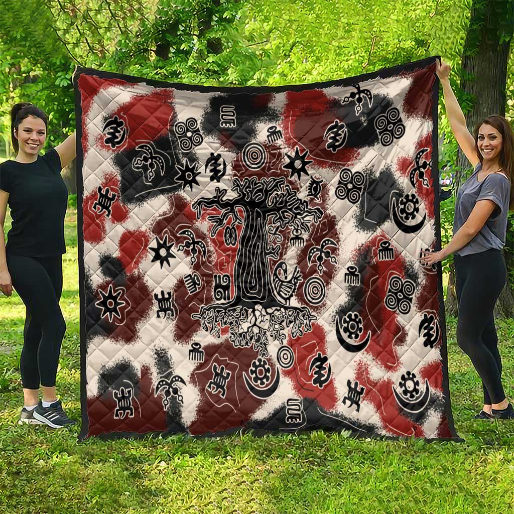 Sacred Heritage Quilt African Abstract Baobab Tree, Ethnic Symbols, and Red-Black Pattern - Wonder Print Shop