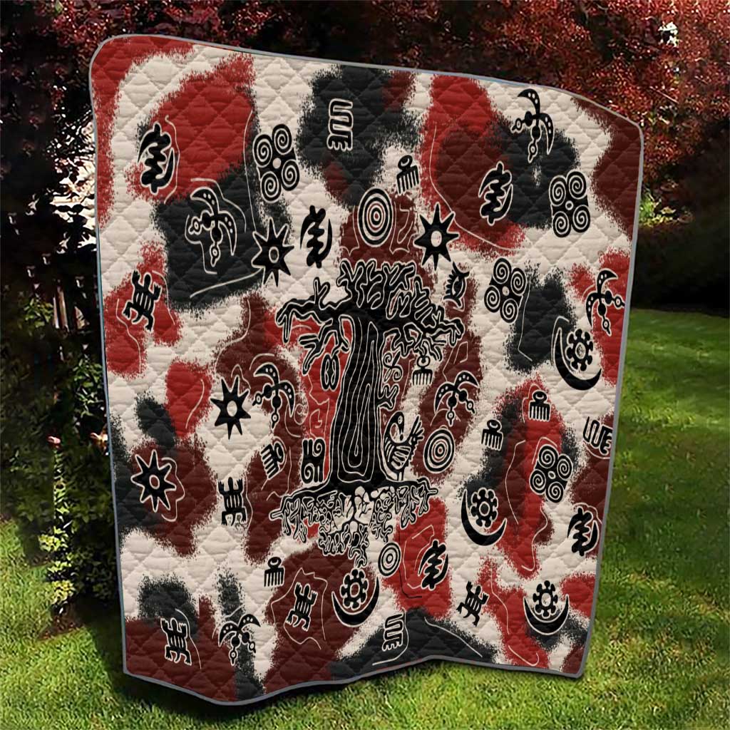 Sacred Heritage Quilt African Abstract Baobab Tree, Ethnic Symbols, and Red-Black Pattern - Wonder Print Shop