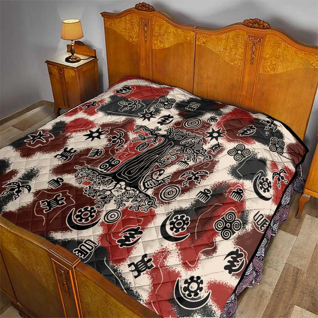 Sacred Heritage Quilt African Abstract Baobab Tree, Ethnic Symbols, and Red-Black Pattern - Wonder Print Shop