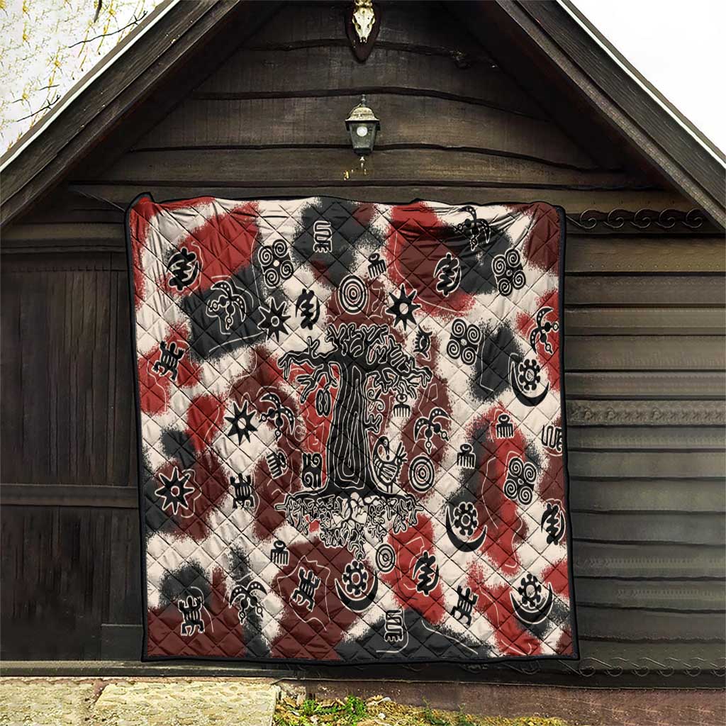 Sacred Heritage Quilt African Abstract Baobab Tree, Ethnic Symbols, and Red-Black Pattern - Wonder Print Shop