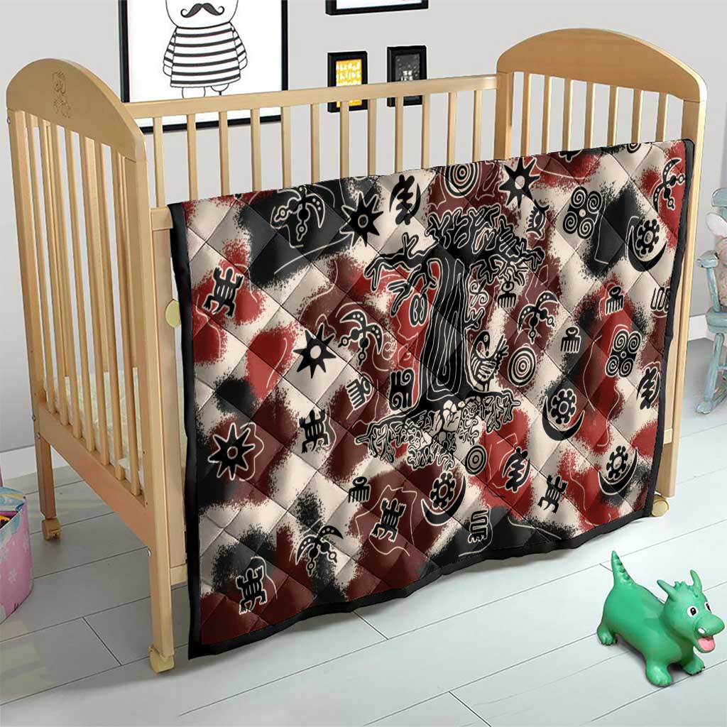 Sacred Heritage Quilt African Abstract Baobab Tree, Ethnic Symbols, and Red-Black Pattern - Wonder Print Shop