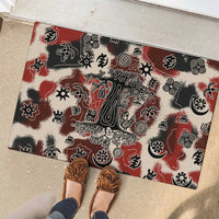 Sacred Heritage Rubber Doormat African Abstract Baobab Tree, Ethnic Symbols, and Red-Black Pattern - Wonder Print Shop