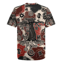Sacred Heritage Rugby Jersey African Abstract Baobab Tree, Ethnic Symbols, and Red-Black Pattern - Wonder Print Shop